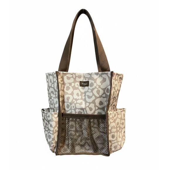 Thirty One Organizing Utility Tote Bag 15" Taupe 5 Pockets 31 Storage Carryall - Picture 3 of 6